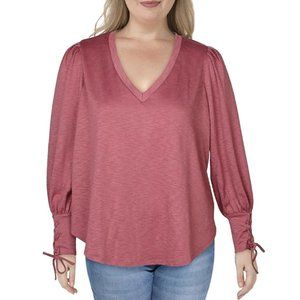 Jessica Simpson 3xl Women's Mercer Lace Up Sleeve Top - Clover (Dusty Rose)